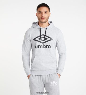 Umbro אֲנָשִׁים קפוצ'ון לוגו גדול אפור מרל/שחור הַלבָּשָׁה 20PR4N151 Umbro ישראל