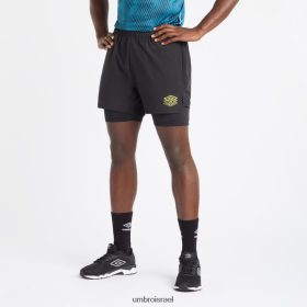 Umbro אֲנָשִׁים אימון מקצוען עילית היברידית קצרה שָׁחוֹר הַלבָּשָׁה 20PR4N195 Umbro תחתונים