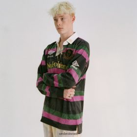 Umbro אֲנָשִׁים חולצת רוגבי לייזר שחור/חאקי/סגול הַלבָּשָׁה 20PR4N2 Umbro Football Kits