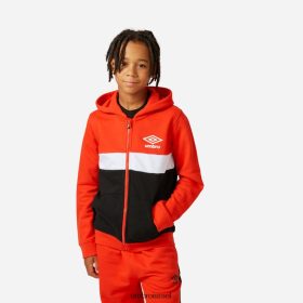 Umbro ילדים רוכסן דרך קפוצ'ון עגבנייה דובדבן/לבן/שחור הַלבָּשָׁה 20PR4N611 Umbro Football Kits