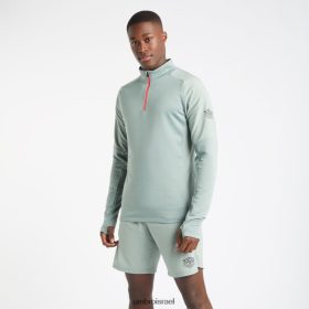 Umbro אֲנָשִׁים אימון מקצוען היברידי חצי רוכסן צ'ינואה ירוק/גרניום הַלבָּשָׁה 20PR4N77 Umbro Football Kits