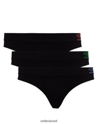 Umbro נָשִׁים בית חוטיני חלק (3 חבילות) שָׁחוֹר הַלבָּשָׁה 20PR4N546 Umbro תחתונים