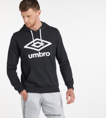 Umbro אֲנָשִׁים קפוצ'ון לוגו גדול - Loopback שָׁחוֹר הַלבָּשָׁה 20PR4N97 Umbro ישראל